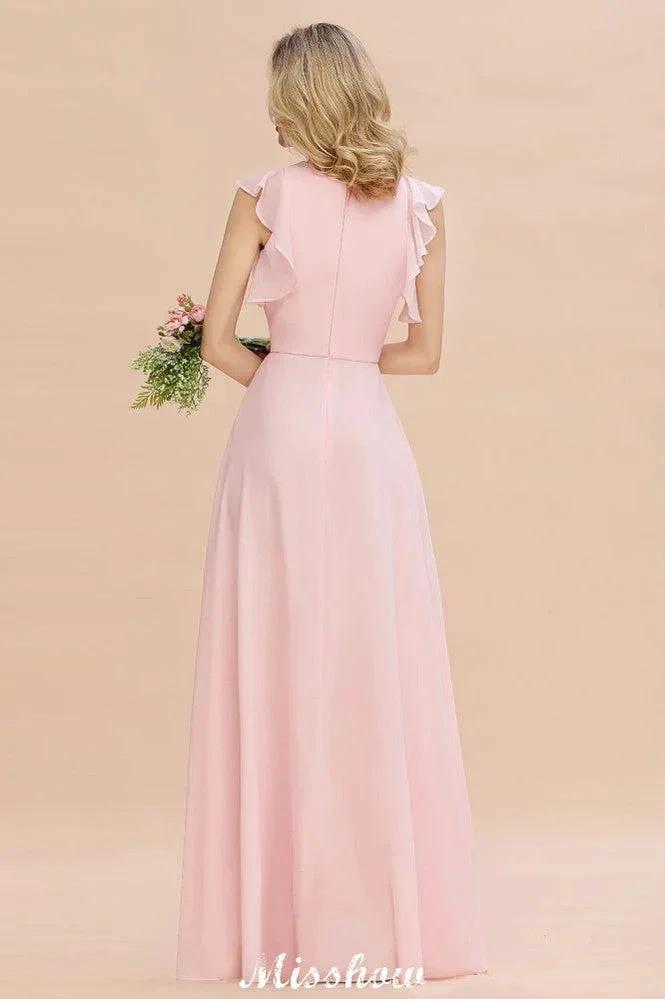 Romantic Sleeveless aline Bridesmaid Dress Garden Floor Length Simple Wedding Dress