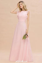 Romantic Sleeveless aline Bridesmaid Dress Garden Floor Length Simple Wedding Dress