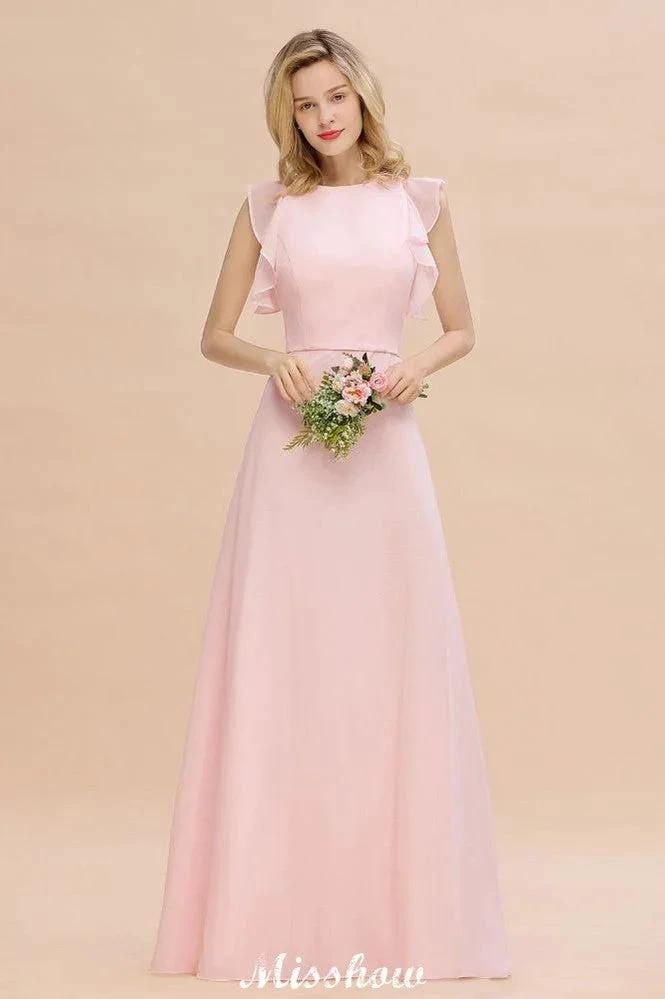 Romantic Sleeveless aline Bridesmaid Dress Garden Floor Length Simple Wedding Dress