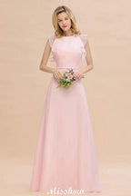 Romantic Sleeveless aline Bridesmaid Dress Garden Floor Length Simple Wedding Dress
