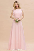 Romantic Sleeveless aline Bridesmaid Dress Garden Floor Length Simple Wedding Dress