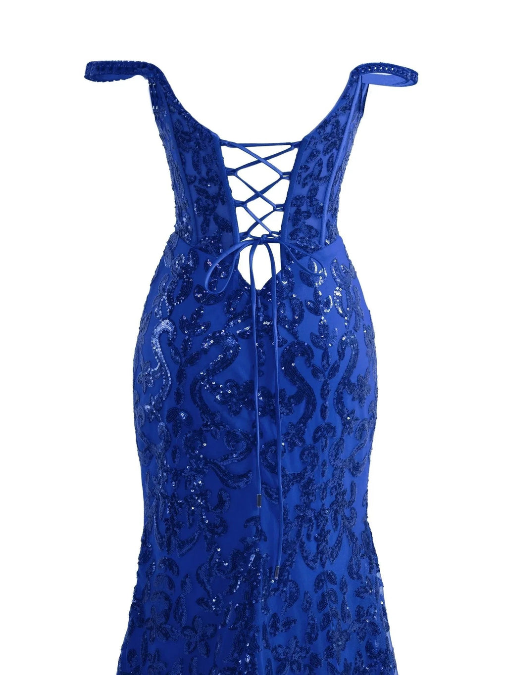 Sparkly Blue Sheath Sequins Long Prom Dress with Slit