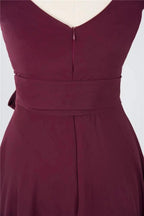 Ruffles Knee-Length Bridesmaid Dress Sleeveless V-Neck Mini Cocktail Party Dress