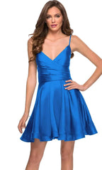V-Neck Satin Homecoming Dress With Corset SYH73
