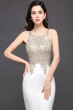 Scoop Chiffon Appliques Mermaid Prom Dress