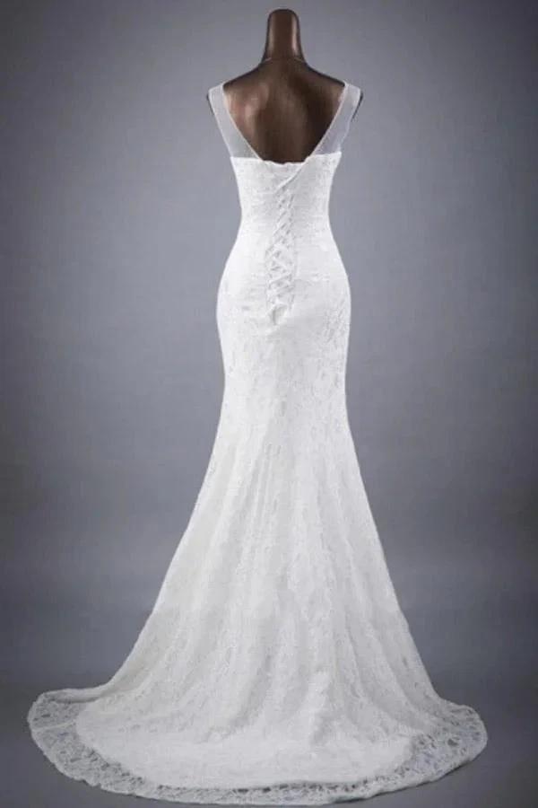 Scoop Neck Appliques Lace Trumpet/Mermaid Wedding Dress WD154