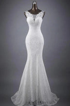 Scoop Neck Appliques Lace Trumpet/Mermaid Wedding Dress WD154