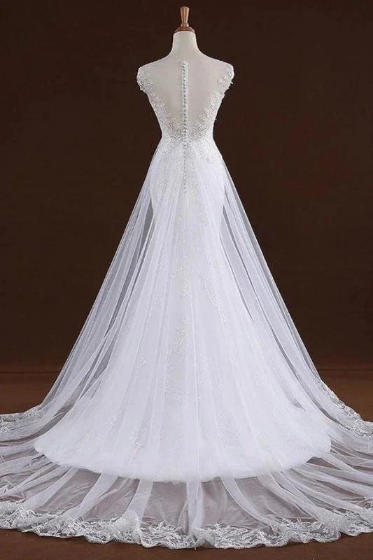 Sequine Appliques Tulle Pretty Mermaid Elegant Wedding Dresses