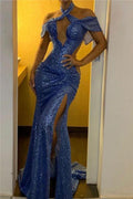 Sequined Mermaid Split Front Sexy Evening Dresses