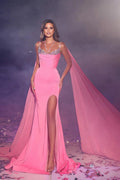Sequined Satin Sleeveless Mermaid Prom Dress With Slit