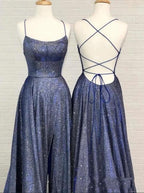 Sexy A-line Spaghetti Straps Ruffles Prom Dress with Slit