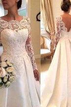 Sexy A-line Wedding Dresses with Sleeves Lace