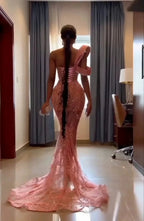 Sexy Long Mermaid One Shoulder Sequin Sparkle Prom Dress