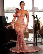 Sexy Long Mermaid One Shoulder Sequin Sparkle Prom Dress