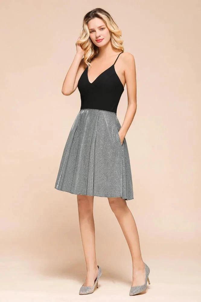 Sexy Sleeveless Short Homecoming Dress Bright V-Neck Party Dress with Pocket