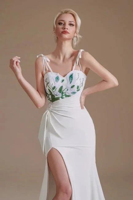 Sexy Spaghetti Straps Sleeveless Mermaid Floor-Length Satin Wedding Dresses