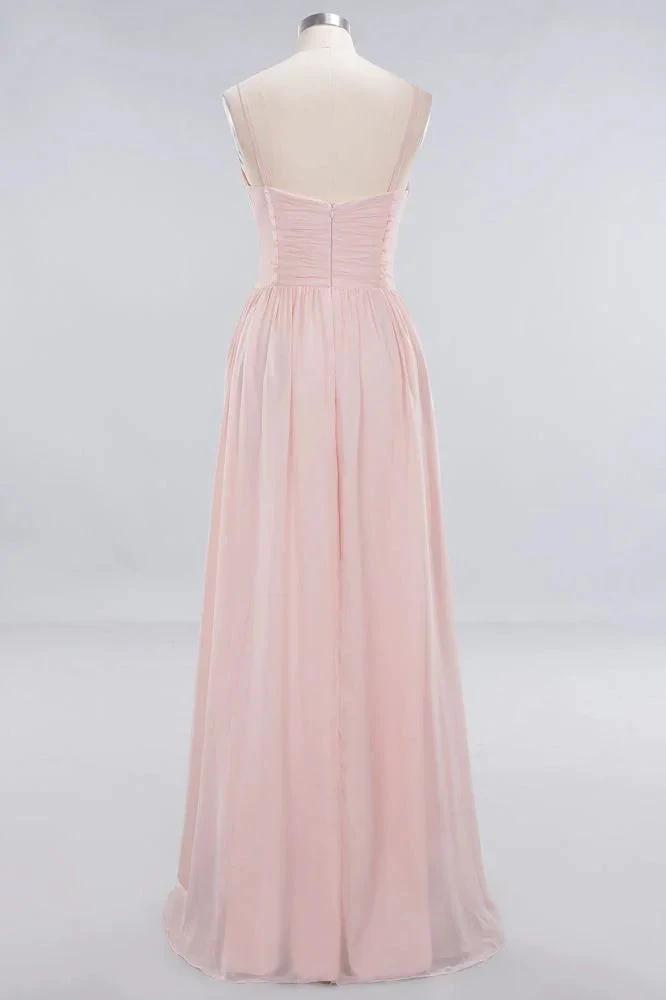 Sheer Spaghetti Straps aline Prom Dresses | Simple Chiffon Sleeveless Evening Dresses