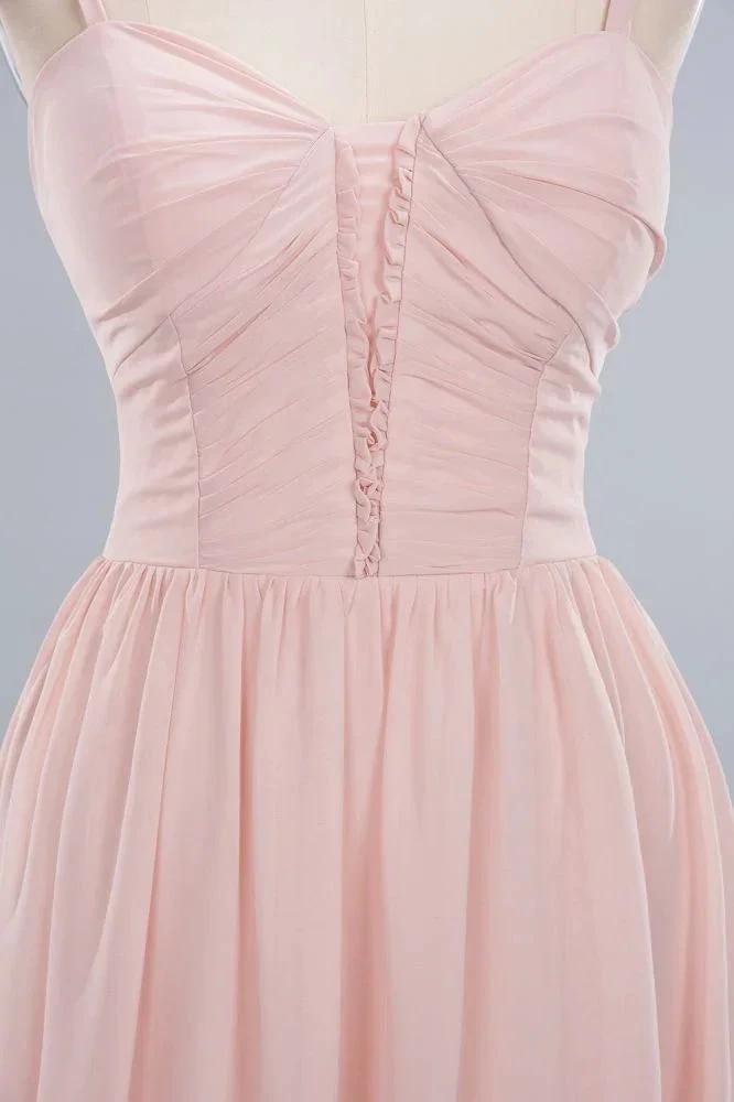 Sheer Spaghetti Straps aline Prom Dresses | Simple Chiffon Sleeveless Evening Dresses