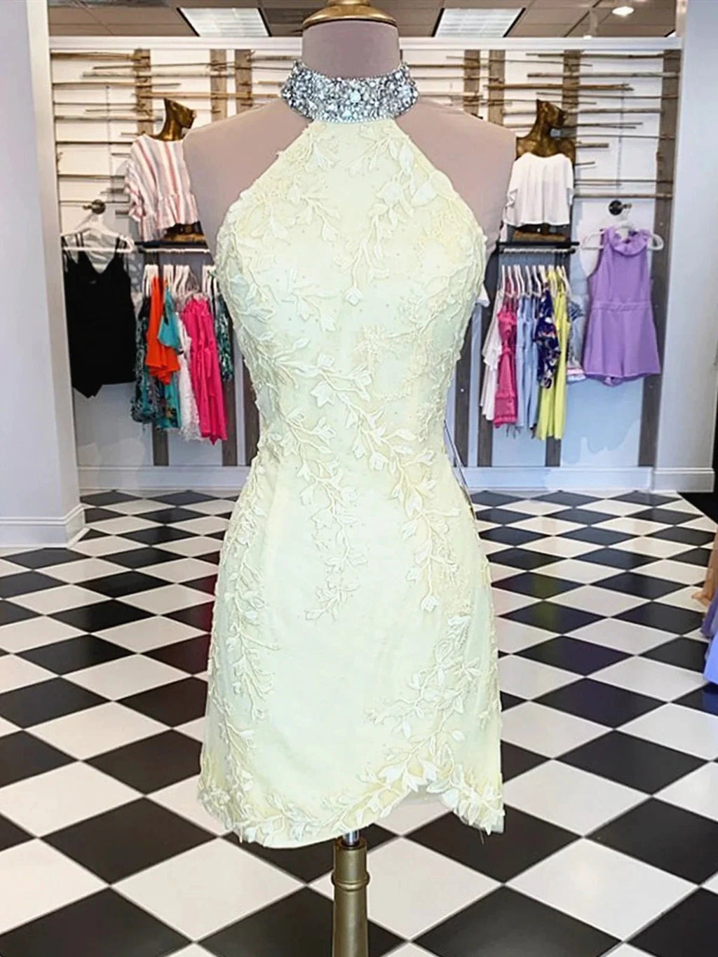Short Mermaid Backless Lace Prom Formal Homecoming Dresses