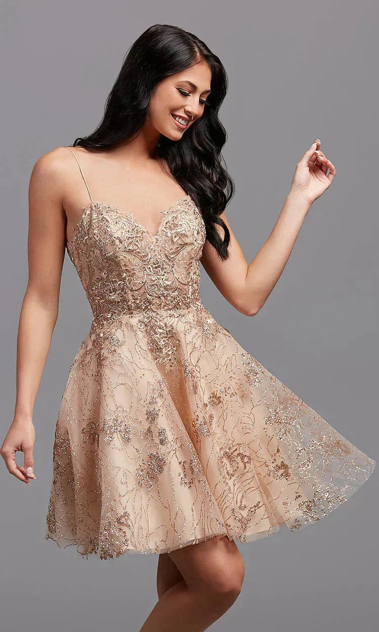 Short Gold Homecoming Dress SYH83