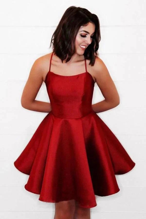Simple A Line Cross Back Yellow Short Homecoming Dresses with Pockets  PD280
