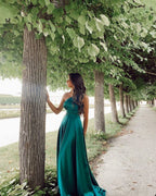 Simple A-line One Shoulder Satin Long Prom Dress