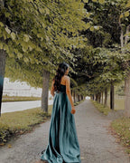 Simple A-line One Shoulder Satin Long Prom Dress