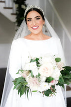 Simple Beautiful A-line Long Sleeves Satin Backless Wedding Dress