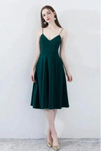 Simple Chic Dark Green Homecoming Dress V-neck with Straps PD094