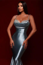 Simple Long Glitter Mermaid Spaghetti Straps Evening dresses