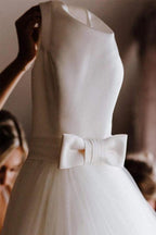 Simple Modest Ivory Tulle Wedding Gowns Backless Wedding Dress  WD313