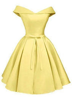 Simple Off the Shoulder Blush Homecoming Dresses Satin Graduation Dress PD288
