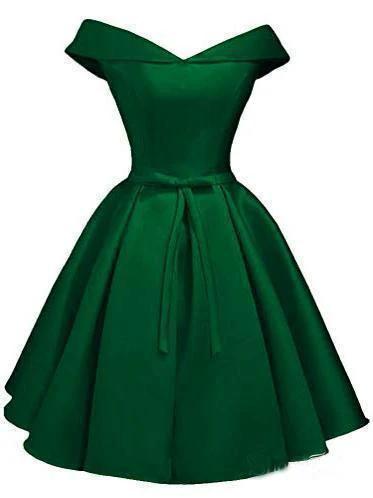 Simple Off the Shoulder Blush Homecoming Dresses Satin Graduation Dress PD288