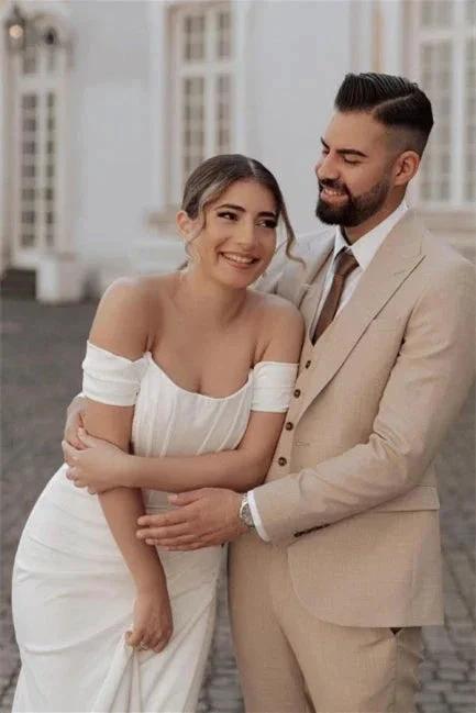 Simple Off-the-shoulder Mermaid Wedding Dresses With Slit