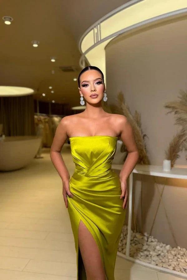 Simple Sexy Long Mermaid Sleeveless Evening Dresses With Slit