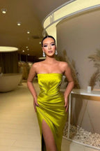 Simple Sexy Long Mermaid Sleeveless Evening Dresses With Slit