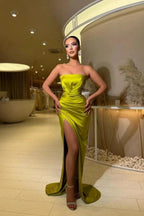 Simple Sexy Long Mermaid Sleeveless Evening Dresses With Slit