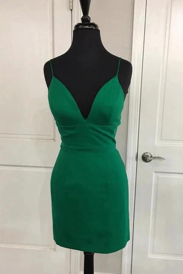 Simple Sheath V Neck Straps Red Mini Party Dress Homecoming Dress PD398