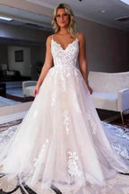 Simple Sweetheart Backless Lace A-Line Wedding Dresses