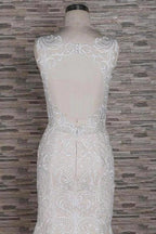 Sleek Square Neck Appliques Pretty Mermaid Elegant Wedding Dresses