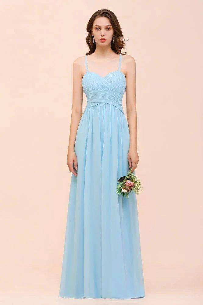 Sleeveles Sky Blue Aline Bridesmaid Dress Simple Maid of Honor Dress