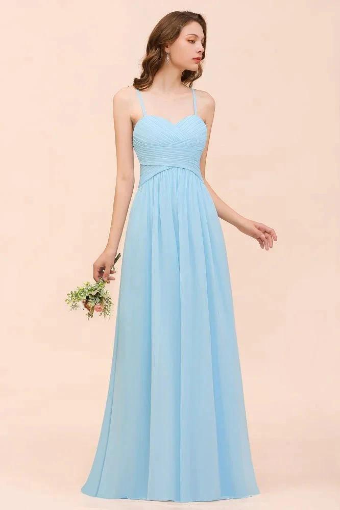 Sleeveles Sky Blue Aline Bridesmaid Dress Simple Maid of Honor Dress