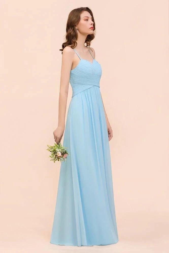 Sleeveles Sky Blue Aline Bridesmaid Dress Simple Maid of Honor Dress