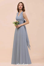 Sleeveless A-line Bridesmaid Dress Floor-Length Formal Dress