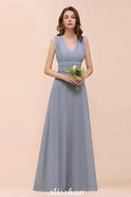 Sleeveless A-line Bridesmaid Dress Floor-Length Formal Dress