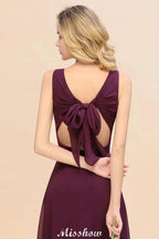 Sleeveless A-line Chiffon Bridesmaid Dress Floor-Length V-Neck Party Gown