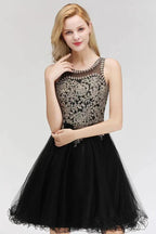 Sleeveless Aline Cocktail Party Dress Sparkly Beads Homecoming Dress
