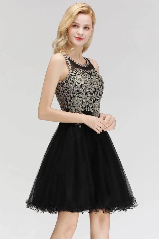 Sleeveless Aline Cocktail Party Dress Sparkly Beads Homecoming Dress