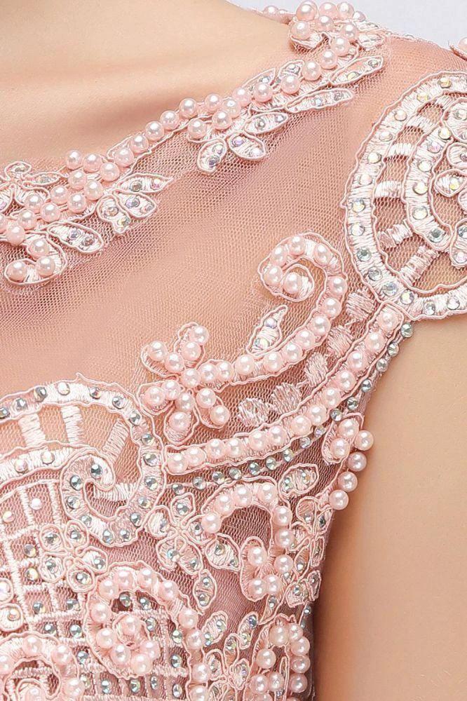 Sleeveless Aline Evening Maxi Dress Beading Crew Neck Party Dress Floor Length