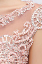 Sleeveless Aline Evening Maxi Dress Beading Crew Neck Party Dress Floor Length
